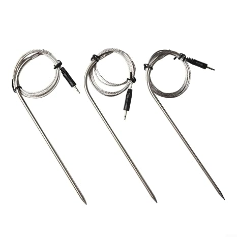 3 PCS Temperature Sensor Probes, DC 3.5 mm Connector Replacement Spare Probe Sensor for BBQ Thermometer