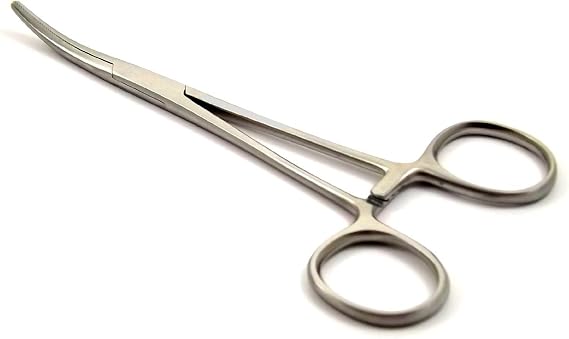 Pet Grooming Hemostat Forceps,Dog, Small Pets Ear Hair Puller Locking Forceps, Mirror Polished, Curved,5.5''
