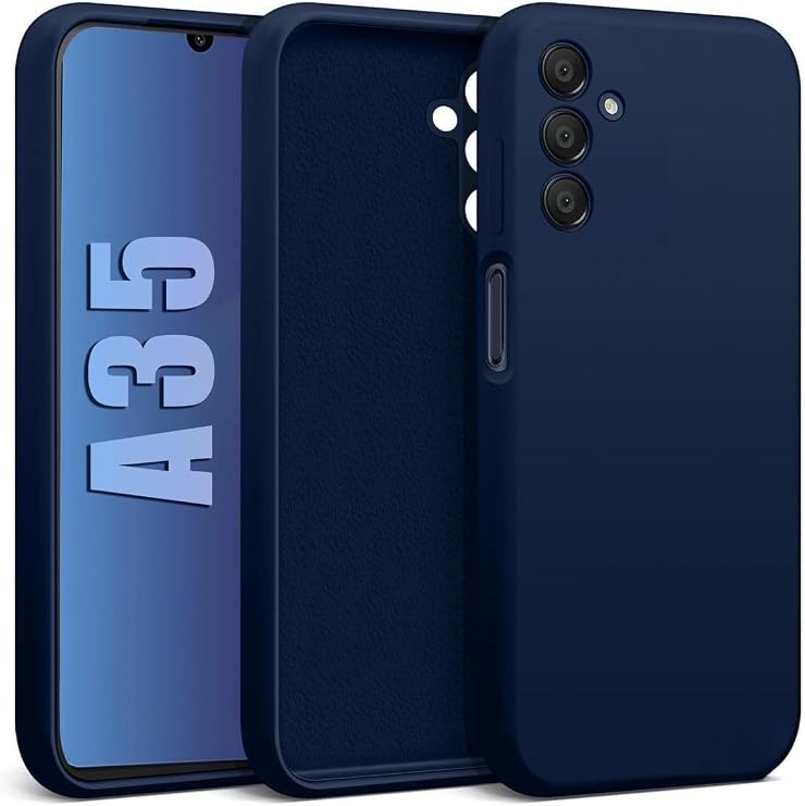 CONSTRAIN Samsung Galaxy A35 ile uyumlu Kadife Astarlı Lacivert Mat Silikon Kılıf – İnce & Esnek, Leke ve Suya Dayanıklı