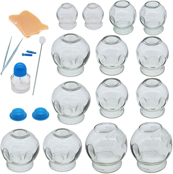 Cupping Therapy Set with 14 Cups Thick Glass Cupping Therapy Set for Professional Chinese Cupping Therapy Kit