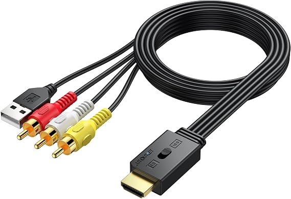 AUTOUTLET RCA to HDMI Adapter 16:9/4:3 Conversion PAL/NTSC