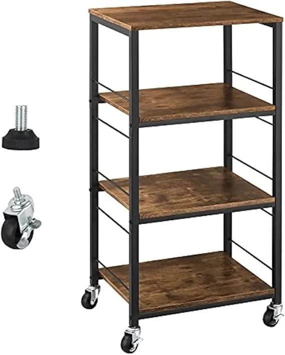 Kitchen Island Cart, Rolling Cart with Storage, 4 Tier Farmhouse Serving Car Mobile Kitchen Island