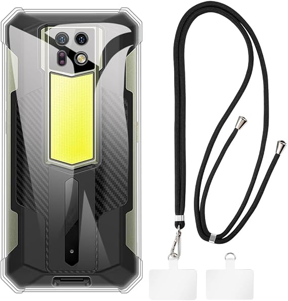 Ulefone Armor 24 Pro 4Gと互換性があるケース＆ランヤード - クリア+ブラック