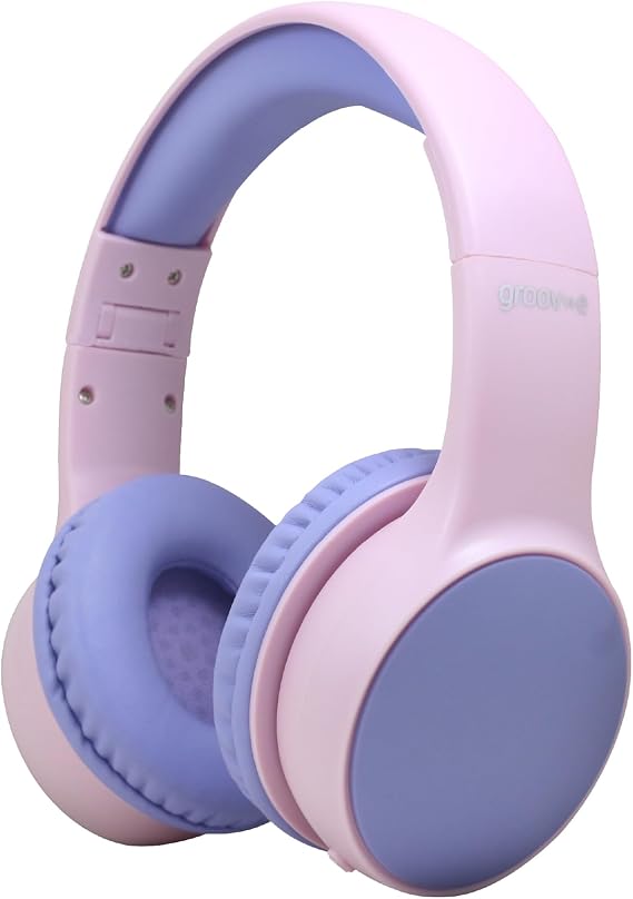 groov e KIDZ Wireless Bluetooth Headphones for Kids - Over the Ear Headphone with a Volume Limiter Switch, Adjustable Headband, 20Hrs Audio Playback - 3.5mm Audio Jack - Pink