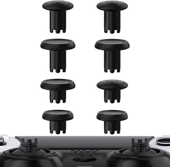 eXtremeRate ThumbsGear Interchangeable Thumbsticks Joysticks for PS5 Edge Controller, Analog Thumb Sticks Caps for PS5 Edge stick module - Black, 4 Heights 3 Surfaces Grips - Without Thumbstick Base