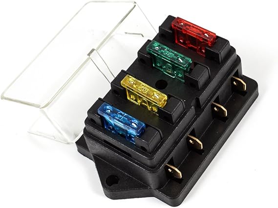 12V/24V car Blade Holder Fuse Box-4 Way Circuit ATO Standard Blade Fuse Build in Box Holder