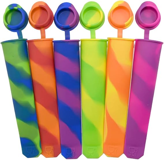 Ram® 6 x Silicone Ice Cream Moulds Ice Lolly Pop Mould Kids Popsicle Ice Lolly Maker