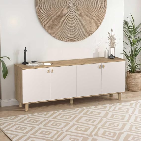 Bohem 4 Kapaklı İç Çekmeceli Konsol - Florida Meşe/Vizon 207x79x45 cm