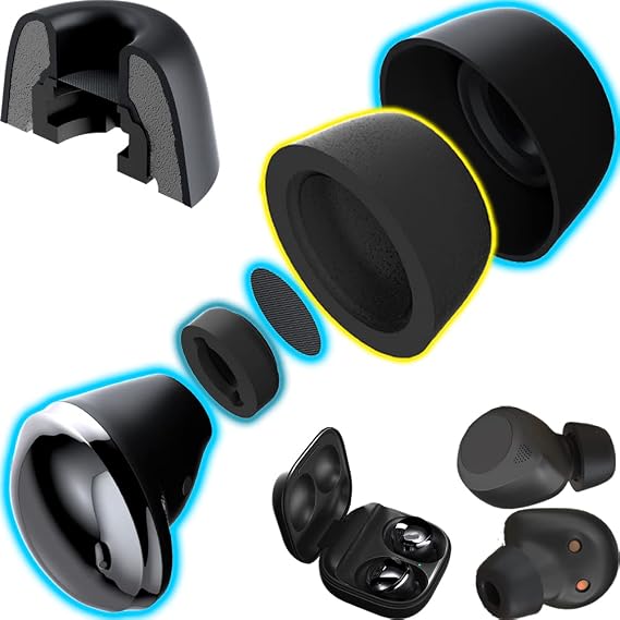 CharJenPro Memory Foams Pro Active V2.0 Patentli Bellek Köpüğü Kulak Uçları w/Silikon Kılıf Galaxy Buds2 Pro, Jabra 85t, Jabra Elite 10. İçinde kalır. Samsung Galaxy Buds Pro için yedek 2.