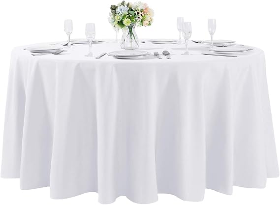 Round Table Cloth Washable Polyester 335cm White