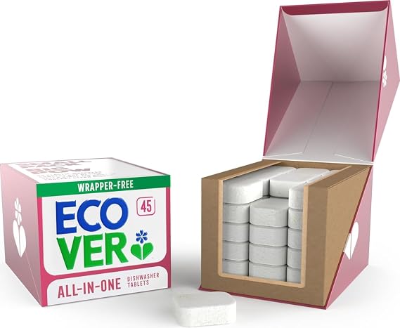 Ecover All-in-One Dishwasher Tablets, Mandarin & Lemongrass, 45 Pack