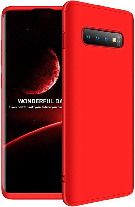 Microsonic Samsung Galaxy S10 Plus için Kılıf Double Dip 360 Protective Kırmızı [Galaxy S10 Plus ile Uyumlu Kılıf - Kırmızı]