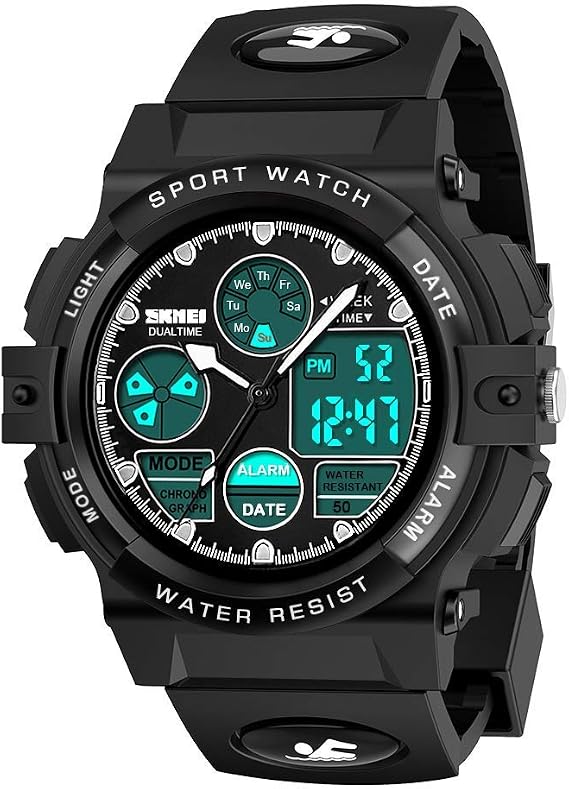 Kids Digital Watch for Boys - Girls Childrens Sports Electronic Waterproof Outdoor Watches with Stopwatch Alarm Timer LED Light Dual Time Zone