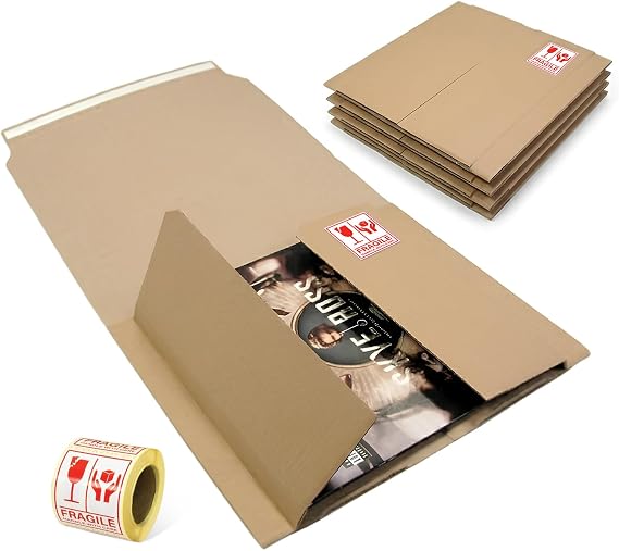 12 Inch Vinyl Record Mailers Postage Packaging LP Cardboard Secure 12" Mailer – Strong & Protective Shipping Boxes (20)
