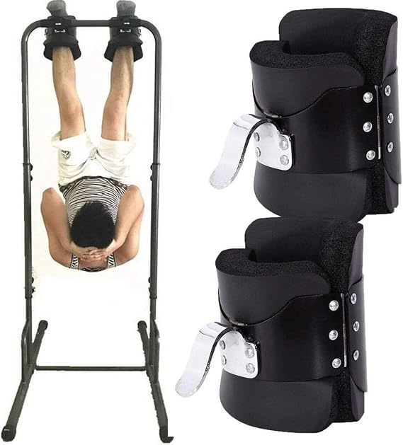 Hanging Inversion Boots for Home Gym, Anti Gravity Boots with Solid Steel Frame, Sit Up Bar Hooks for Back Pain Relief & Abdominal Crunches