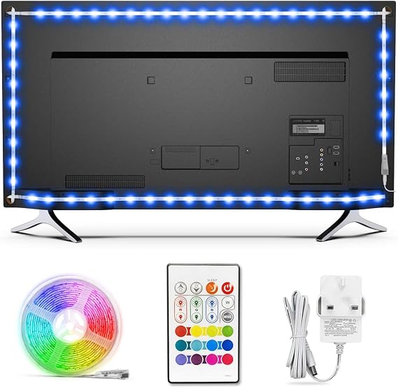 TV LED Backlight for 85-90 inch, 5.9m TV Bias Lighting with Power Supply Led TV Light Bason 5050 RGB Led Strip Light for TV PC Monitor Computer Amdient Lighting