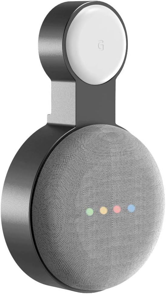 honecumi Wall Mount for Google Home Mini (1st Generation) Wall Stand Holder, Cable Management Space Saving Socket Wall Mount for Home Mini Speaker Assistant- Elegant Black