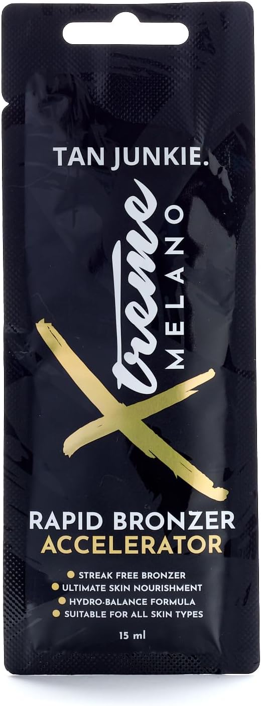 Xtreme Melano Rapid Bronzer Accelerator 15ml Sachet - Luxurious Sunbed Cream for Enhanced Tanning, Skin Nourishment & Hydration - with Carrot Root, Kukui Oil & Pineapple Extracts