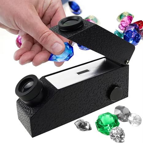 Gem Gexmmology Refractometer, Portable Gemstone identification Tester, Jewelry External LED Flashlight Diamond Detector with Polarizing Lens,Jewelry RHG 1.30-1.81 Testing Tool for Jewelry