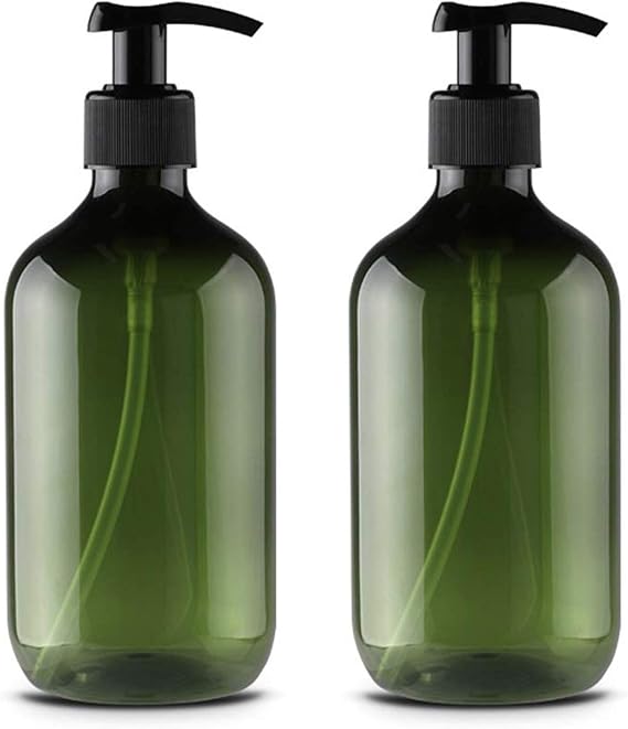 2PCS 300ml/10oz Empty Refillable Plastic Lotion Pump Bottles, Shampoo Body Washing Cream Shower Gel Storage Holder Container Toiletries Liquid Dispenser (Green) (Green)