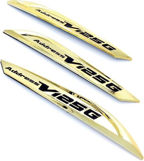 For Suzuki Address V125G Motorcycle 3D Fuel Gas Tank Sticker Emblem Badge Decoration Decals ABS Chrome＆Gold(Gold)