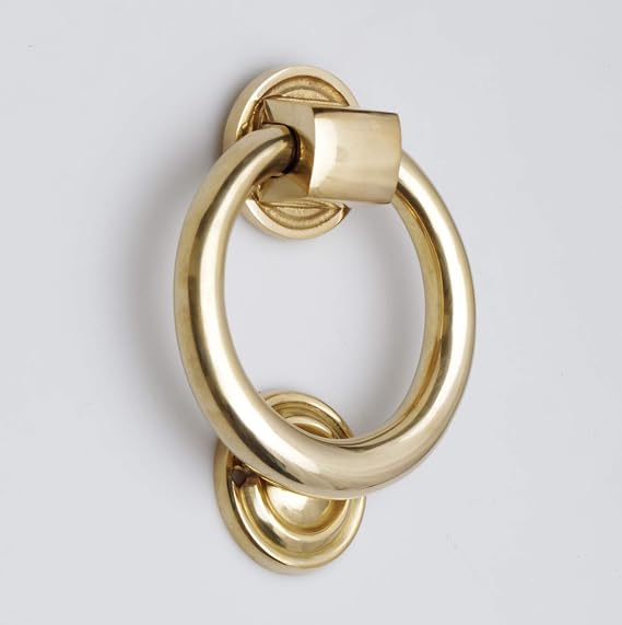 Solid Brass Ring Door Knocker | High Quality Decorative Home Accessories| Traditional Door Knocker for Front Door | Easy to Install | 10cm (4")