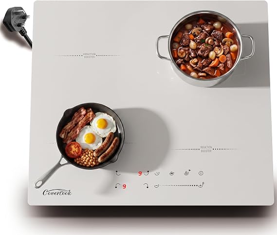 60cm 4 Zone Induction Hob White,2800W Plug in Electric Cooker(White)