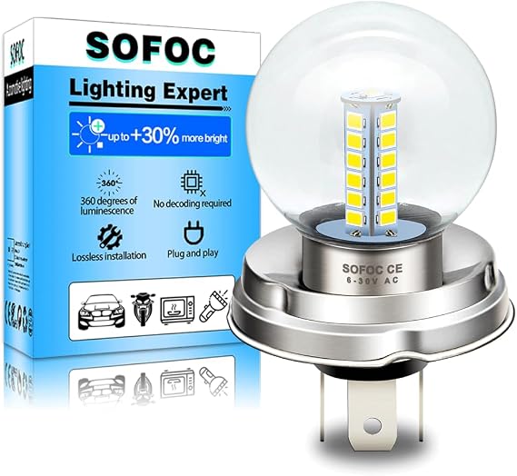 SOFOC P45T LED Bulb R2 White G40 6V-30V for Motorcycle Car Headlight 1Pcs
