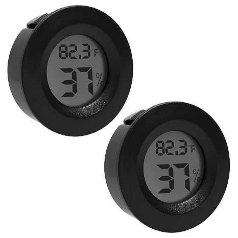 2 Mini Vivarium Room Thermometer Hygrometer, LCD Digital Round Hydrometer