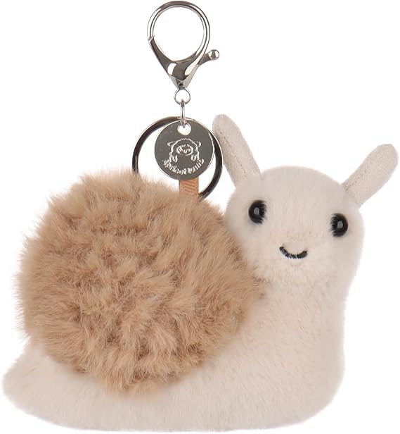 Apricot Lamb Brown Lazy Snail Keychain Soft Stuffed Plush Keyring Toys 3.9"