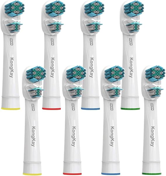 Dual Clean Toothbrush Heads Compatible with Braun OralB Electric Toothbrushes, Double Heads Replacement Brush Heads Fit Oralb Professional Care, Vitality, Pro Smart Genius Series and More, 8 Pcs