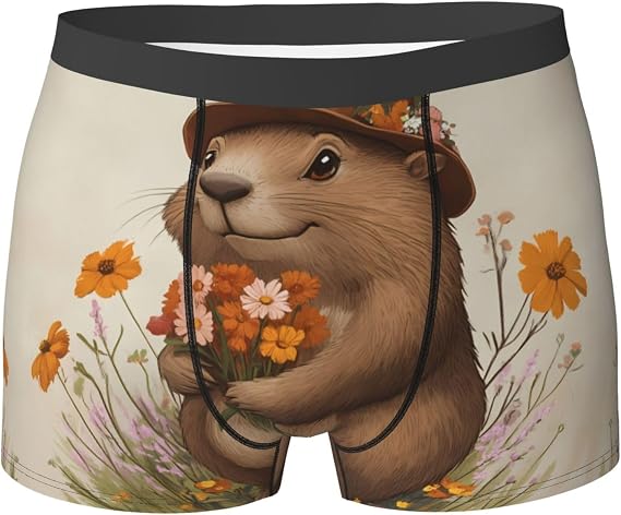Mens Boxers Shorts Seamless Men'S Boxers Funny Groundhog Printed Tagless Underpants For Adults Leisure