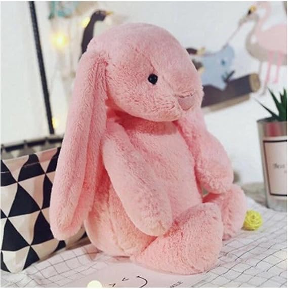 HEDİYELİ- Uyku Arkadaşım Uzun Kulak Bunny Peluş Tavşan 65 cm Pembe