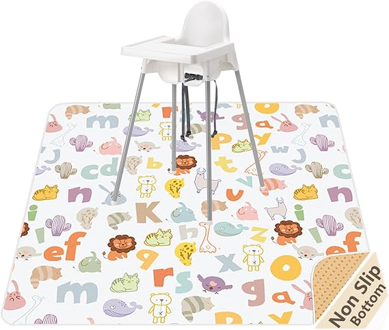Splash Mat for Under High Chair, Waterproof Washable Highchair Splat Mat