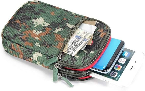 Multipurpose Belt Case Naval Military Army Camouflage for FAREASTONE SMART 509 - Brown/Green (17.5 x 10 cm)