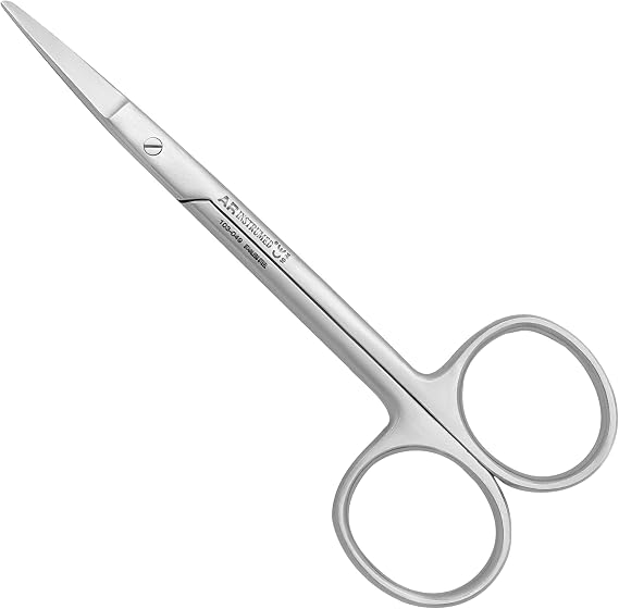 AR INSTRUMED Straight Iris Scissor 11.5cm, Stainless Steel First Aid Scissor, Fine Point Tip, Ergonomic Ring Handle, Bandage Sharp Scissor