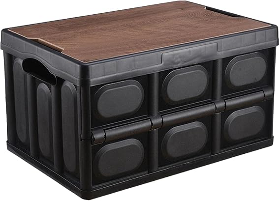 Storage Box Camping Container with Tabletop Lid Foldable Storage Box Multifunctional Stackable Bin for Toys Camping Car Van Home Kitchen Garage