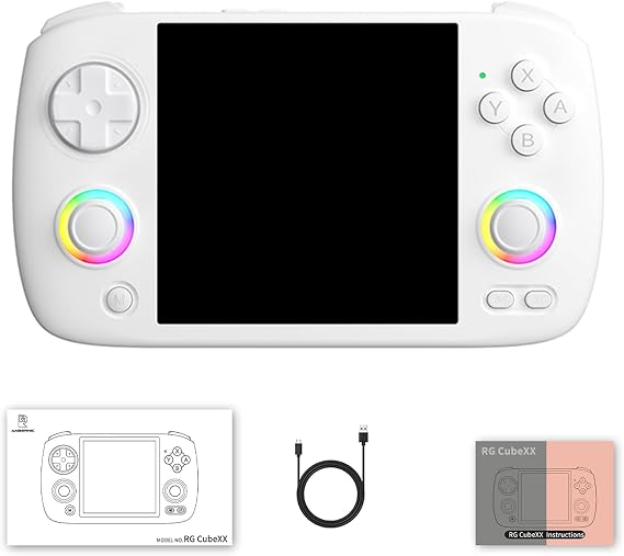 New RG CubeXX Handheld Game Console,Retro Handheld Game Console,4.0 Inch Screen Linux System,Support 2.4G Wireless Gamepad TV Output 5G WIFI Bluetooth 4.2 White