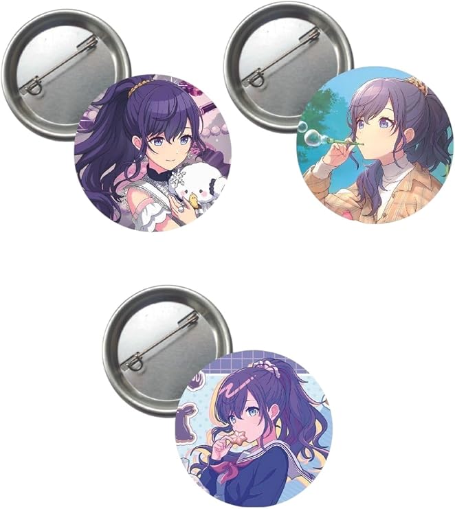 Hatsune Miku Pjsekai Project Sekai Colorful Anime Buton Rozet 3 Adet 37Mm Asahina Mafuyu