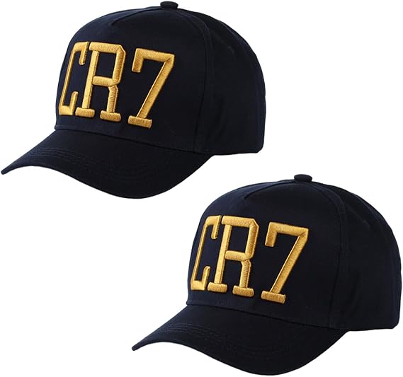 2 Pcs Ronaldo Football Kits for Kids, CR7 Gifts for Boys, Ronaldo Kit for Boys, Baseball Caps with Curved Brim in Black, One Size Fits All