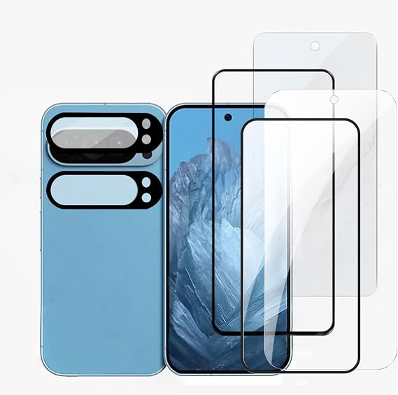 Screen Protector compatible with Google Pixel 9(2+2+1 Pack) -Support Fingerprint Unlock for Google Pixel 9 Screen Protector，[Tempered Glass] [5-PACK] [Japan Glass with 9H Hardness]