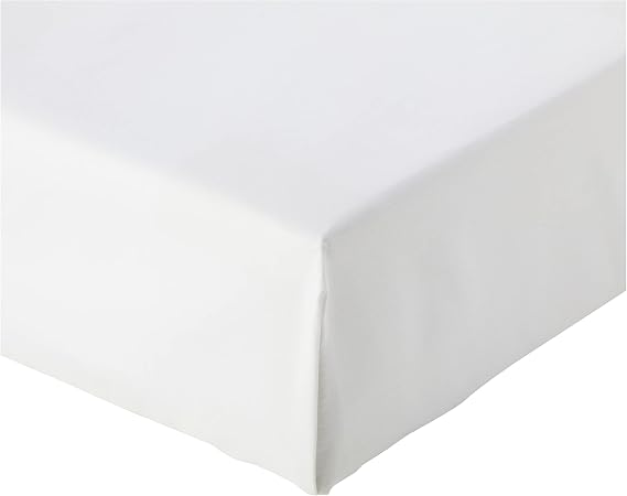 Amazon Basics Fitted Sheet, 160 x 200 x 30 cm, 100% Cotton Sateen 400 Thread Count, White