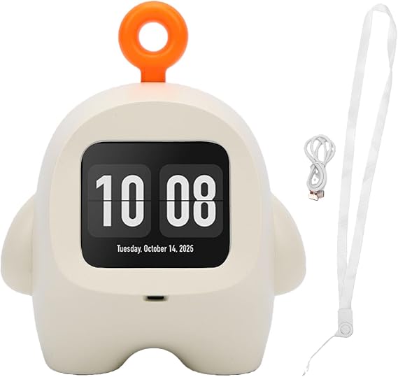 AI Desk Robot Voice Chat Companion Smart Alarm Clock AI Interactive Robot Electronic Pendant Toy for Boys and Girls (White)