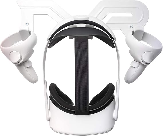 SHINEVERY VR Headset and Controller Wall Mount Storage Stand Hook Compatible for Oculus Quest 2, Quest, Rift S, Hp Reverb G2, HTC Vive, Vive Pro, Cosmos, Elite, Valve Index, PlayStation VR (White)