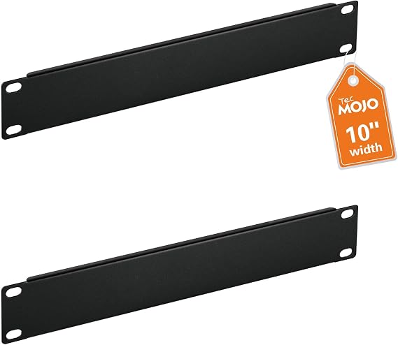 Tecmojo 1U Blank Rack Mount Panel, Steel Patch Panel Filler for 10" Width Server Rack, Network Cabinet, Data Center, Home Labs, Black (2 Pack)