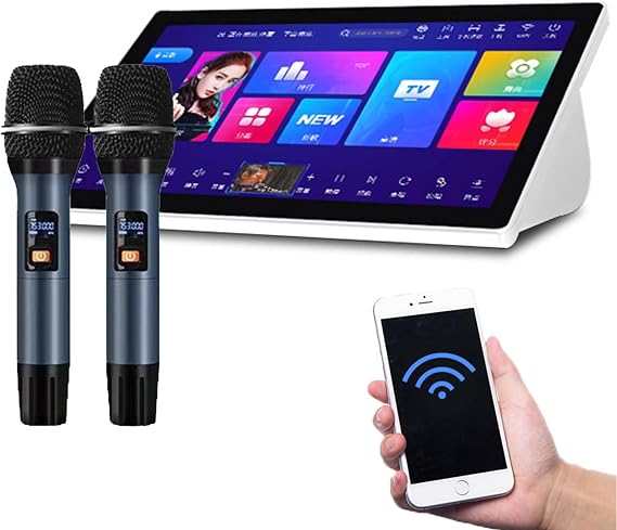 Portable Karaoke Machine with 18.5" Touch Screen, 2 Wireless Mics, Reverb & Amplifier, WiFi, Home Entertainment System