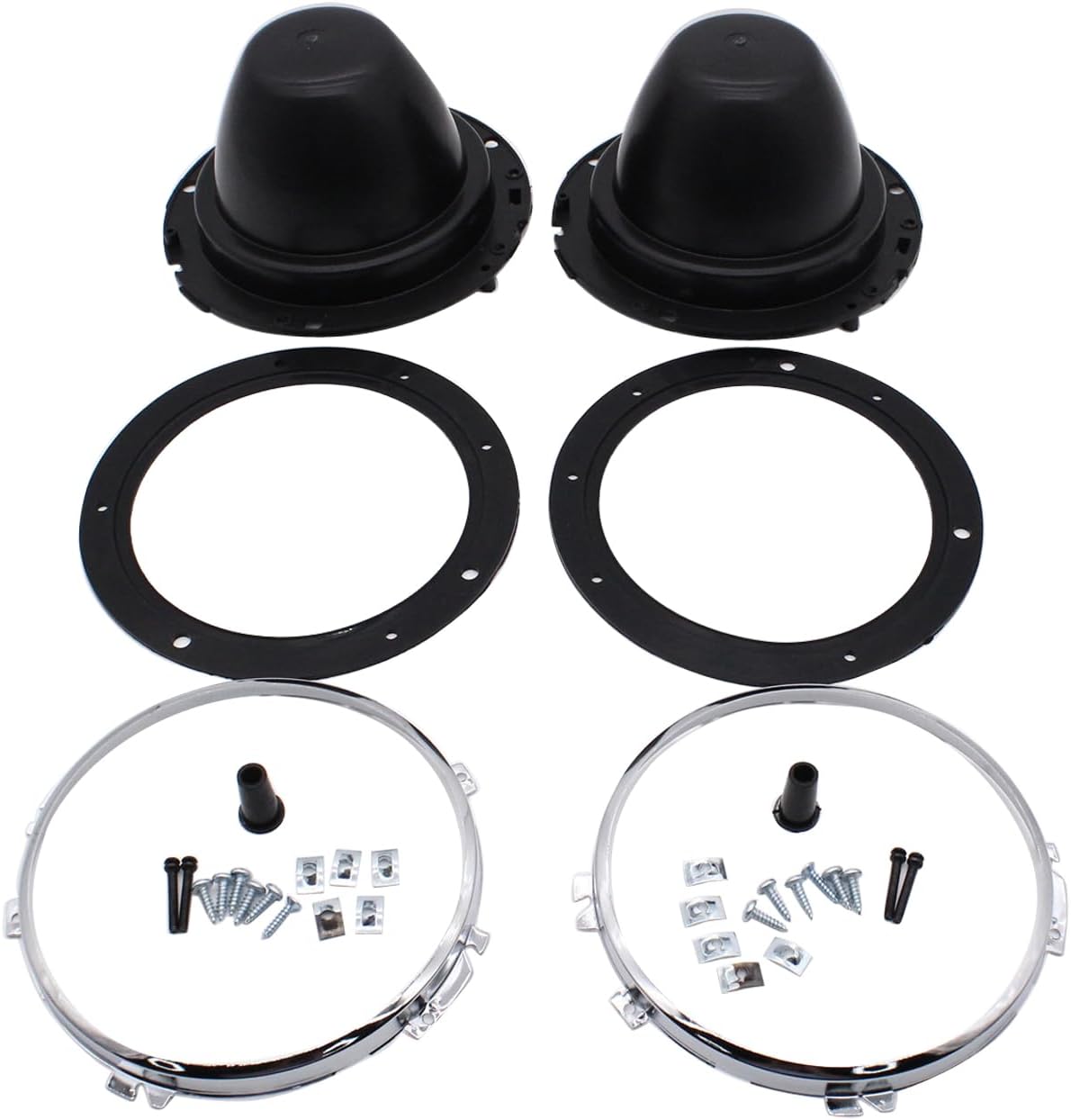 2 pcsset shlpdfm 7" Headlight Headlamp Plastic Back Bowls Buckets Fixings Compatible with Land Rover Defender Classic Mini