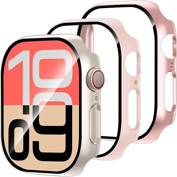 3 Pack Case Screen Protector for Apple Watch Series 9/8/7 41mm