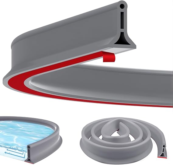 2M Wet Room Floor Barrier, Flexible Rubber Shower Water Barrier, Wetroom Floor Barrier, Self-Adhesive Shower Threshold Water Barrier, for Kitchen Sink, Bathroom Floor (Grey)