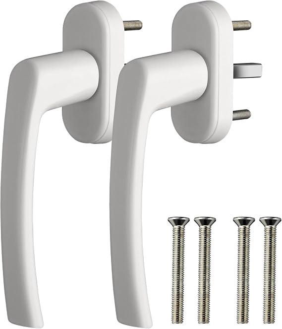 GETLITOOL Window Handles White Pack of 2 Window Lock Aluminium without Lock Cylinder Safety Window Handle in Pin Length 35 mm Window Lock Door Handles for Window Balcony Patio Door